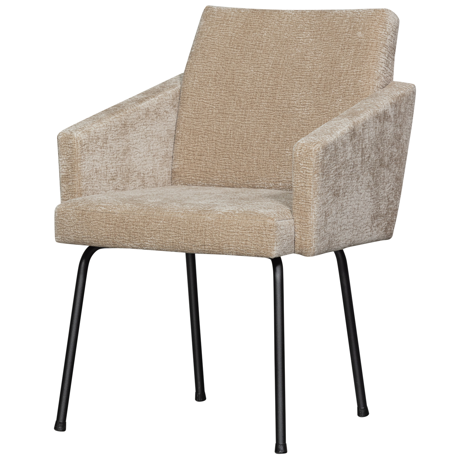 Woood Mount Spisebordsstol     Armlæn Sand 3d Chenille Polyester Stof Og Metal
