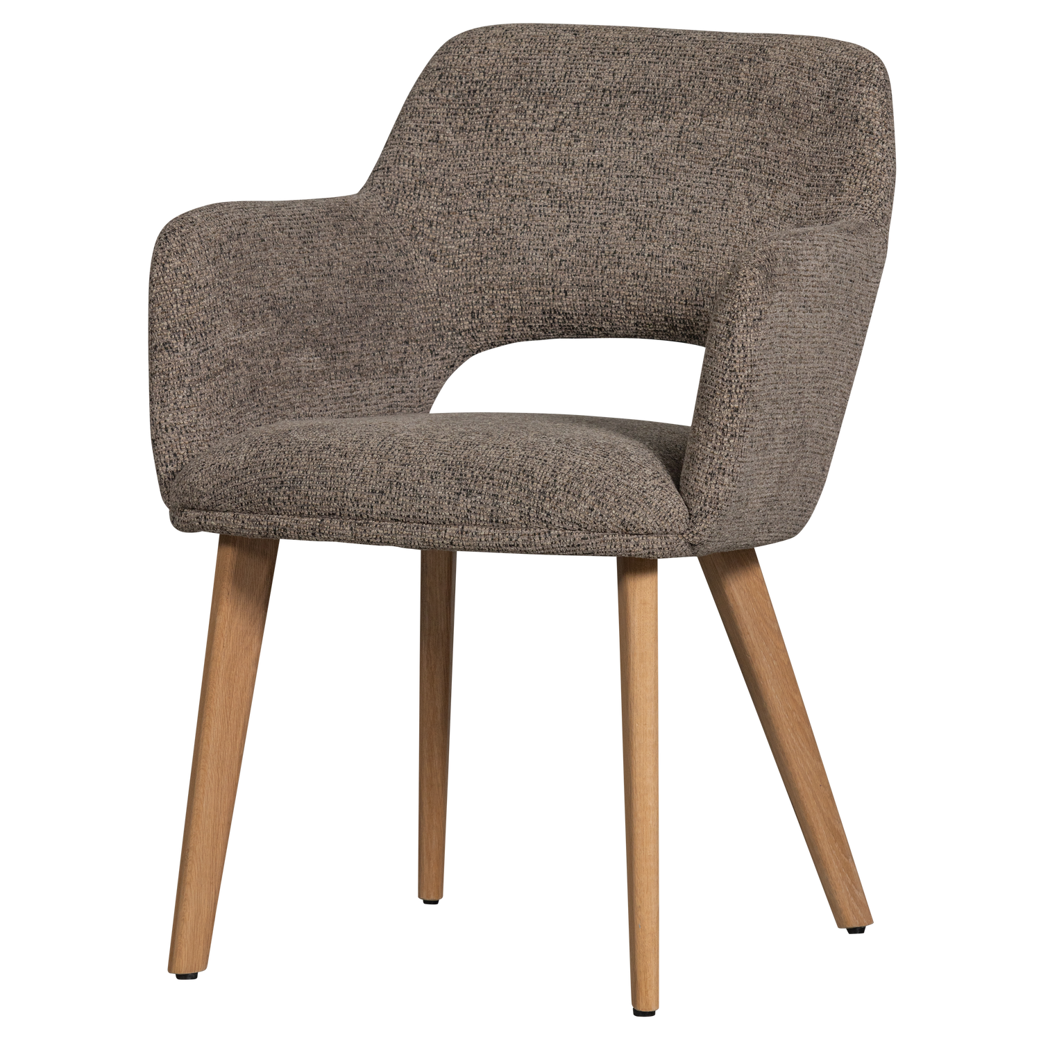 Woood Murat Spisebordsstol     Armlæn Taupe Polyester Stof Og Natur Træ