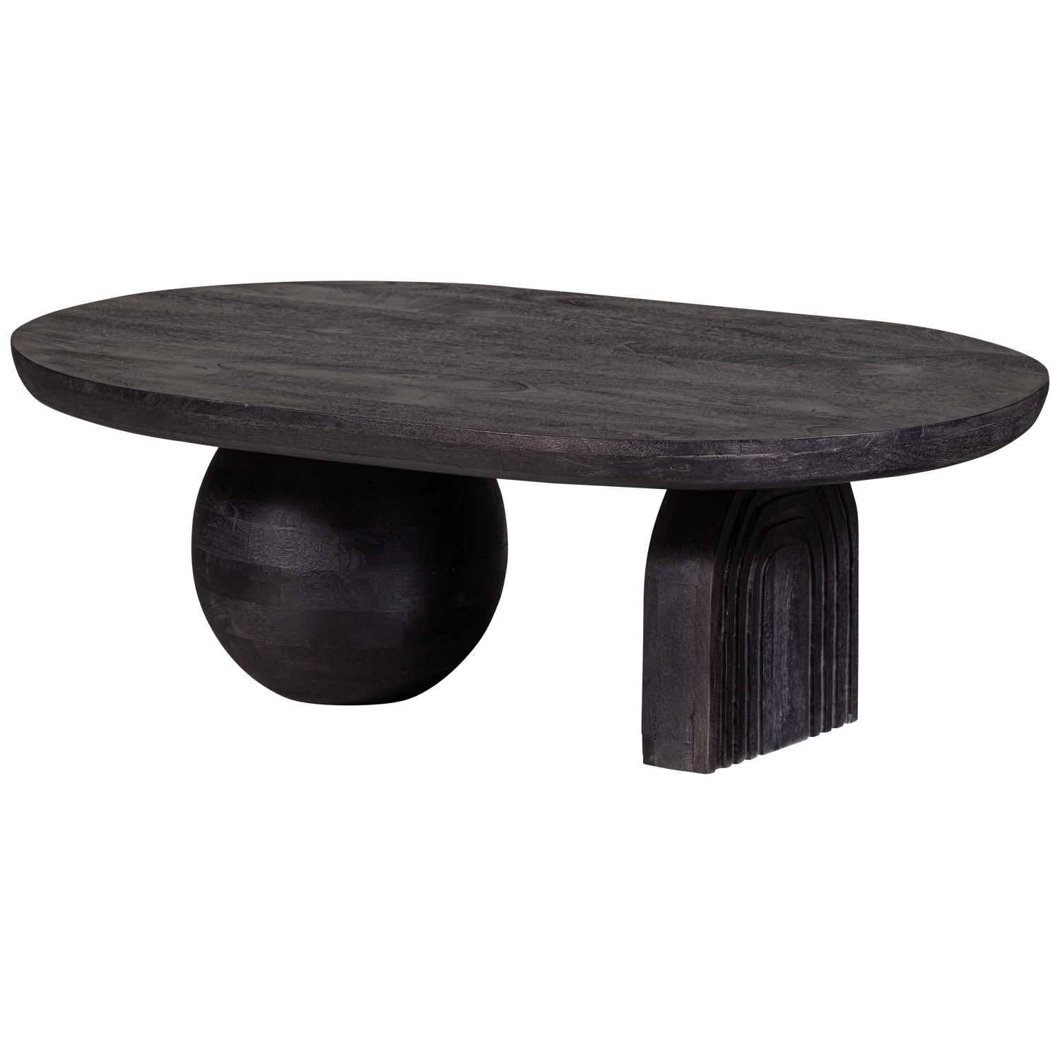 Woood Steppe Sofabord  Oval Sort Mangotræ  110x72