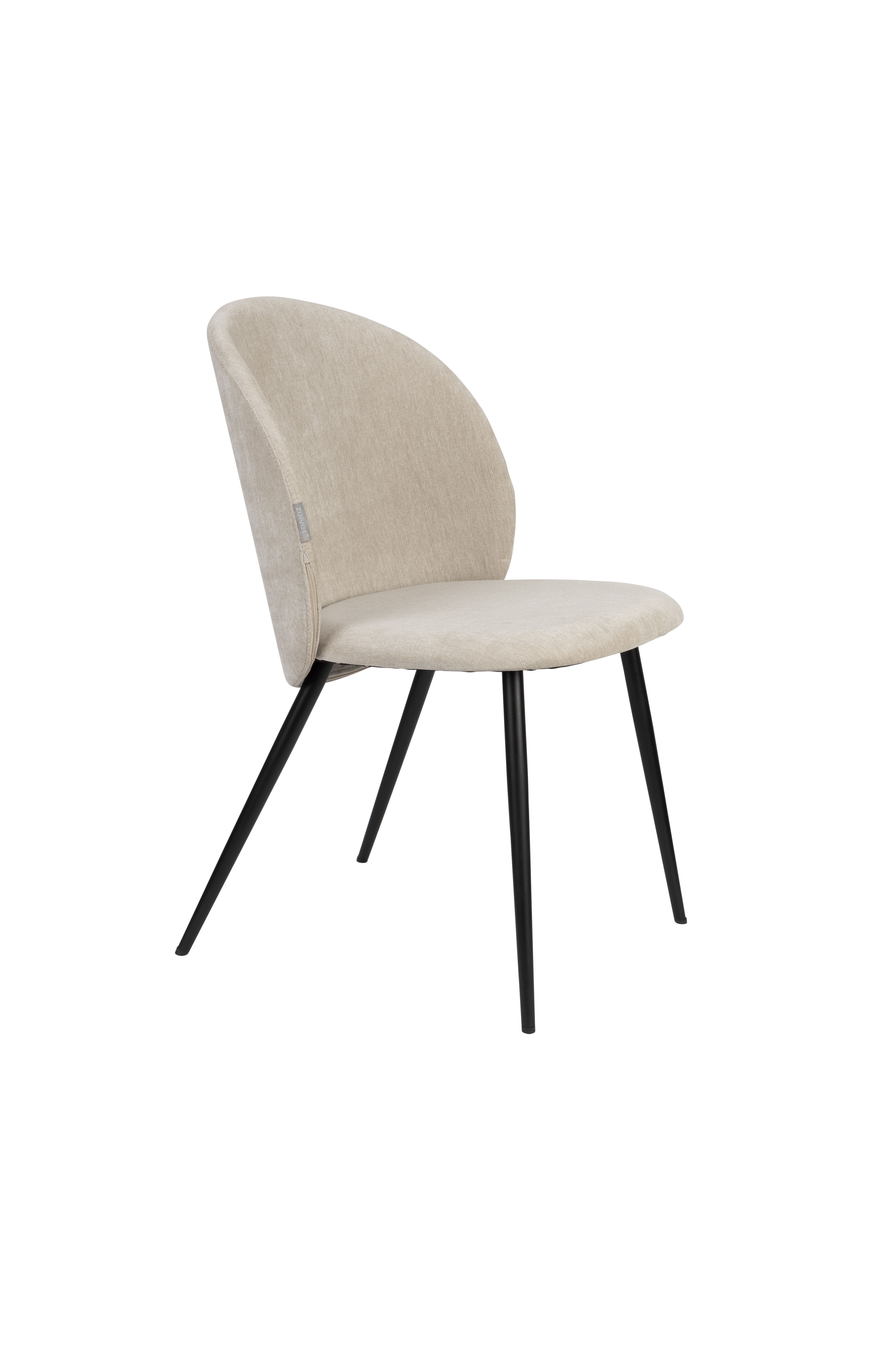 Zuiver Cozy Spisebordsstol Beige Polyester Fløjl Og Sort Metal
