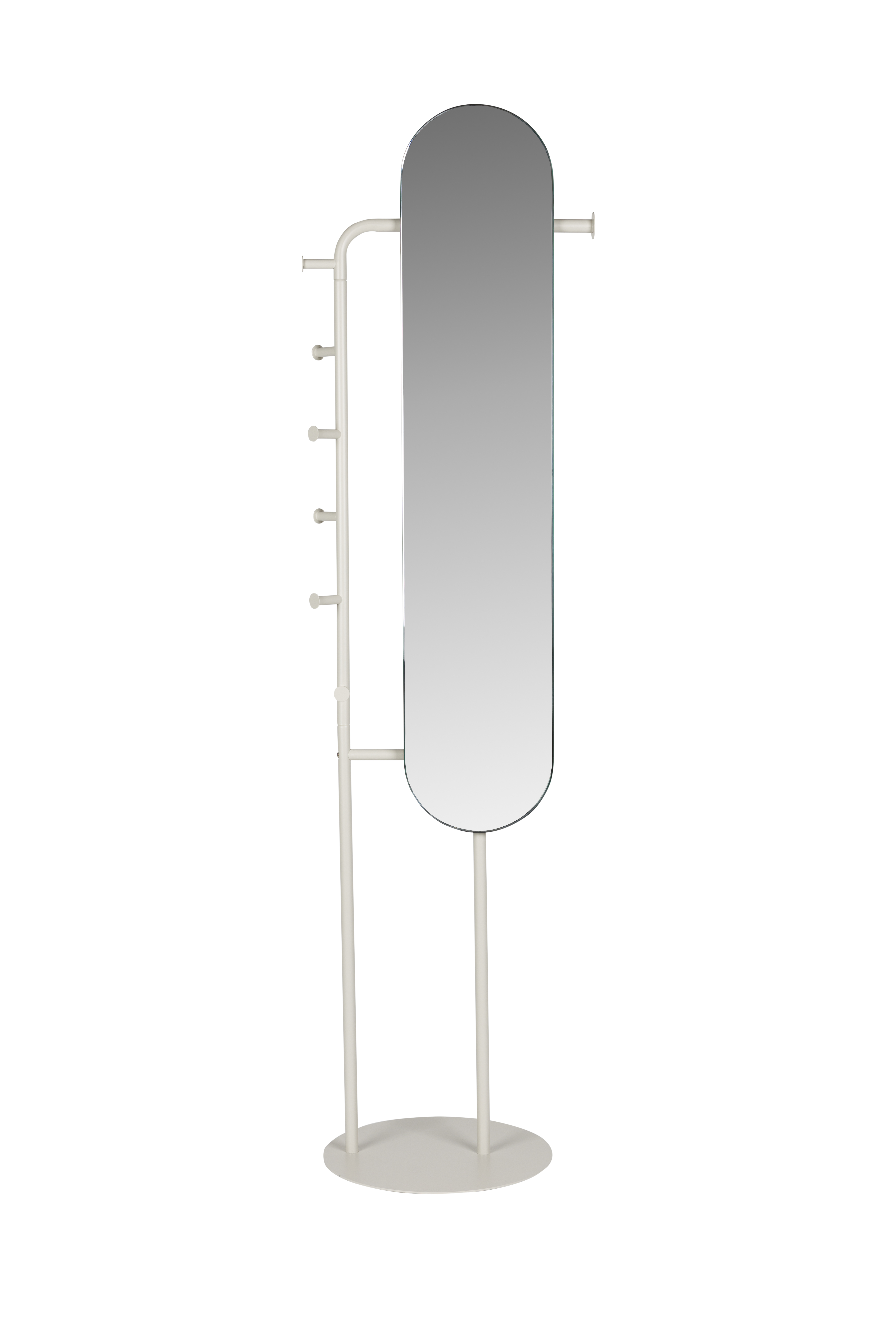 Zuiver Vero Gulvspejl       Knager  Oval Spejlglas Og Beige Stål  179x49