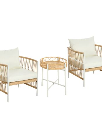-delt Bistrosæt  Havemøbelsæt  Havesiddegruppe  Pe-rattan  72 Cm   66 Cm   64 Cm  Gul   Creme