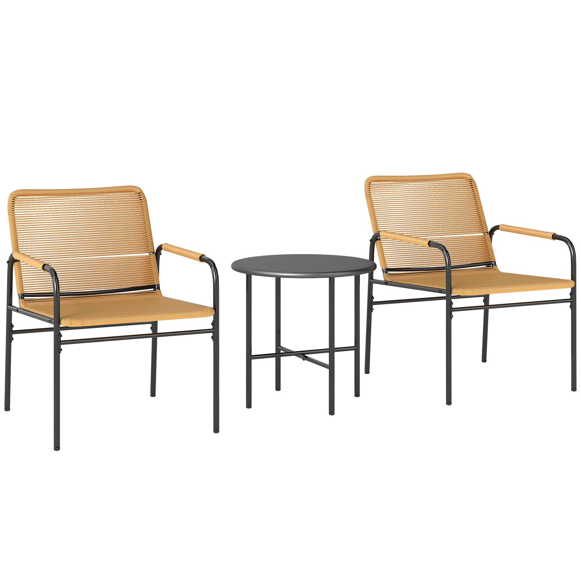 -delt Rattan Bistrosæt Siddegruppe Havemøbler Med Havestole Sofabord 54 66 76 Cm Gul