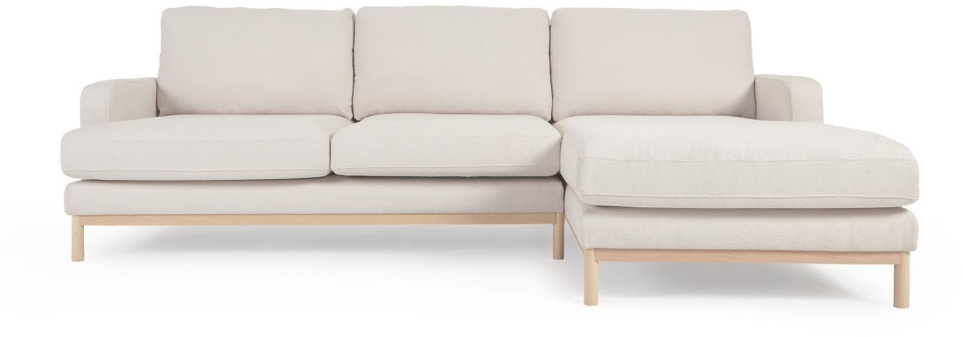-personers Chaiselong-sofa Kave Home Mihaela Højrevendt Hvid Fleece Polstring Bæredygtig Genanvendt Pet 264ã 154ã 88 Cm