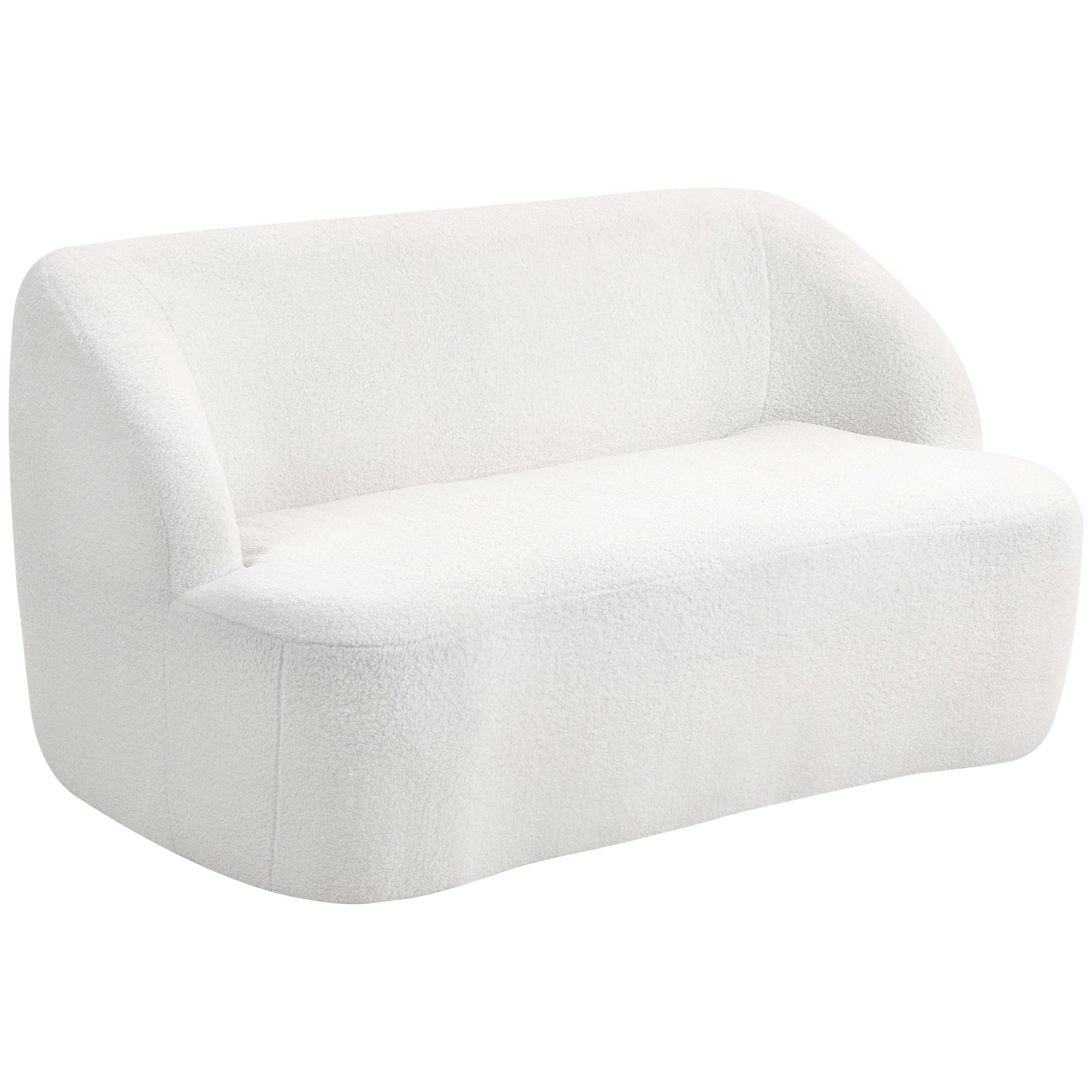 -personers Sofa Buet Design Polstret Sofa Med Fleecebetræk Til Stue Soveværelse Hjemmekontor Cremehvid