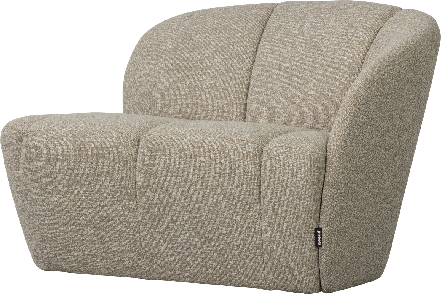 -personers Sofa Woood Mojo Bouclé Beige Melange 112 Cm Højre Med Lodrette Syninger Og Manuelt Justerbare Armlæn