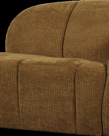 -personers Sofa Woood Mojo Honninggul Ribstof  Fløjlsagtig Overflade  Kompakt B112 Cm  Højre Modul