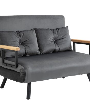 -personers Sovesofa  Fløjlsofa  Sovefunktion  Inklusive   Puder  Fløjlslook  Natur   Mørkegrå   Sort