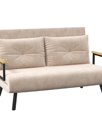 -personers Sovesofa  Fløjlsofa  Sovefunktion  Inklusive   Puder  Fløjlslook  Naturlig   Beige   Sort