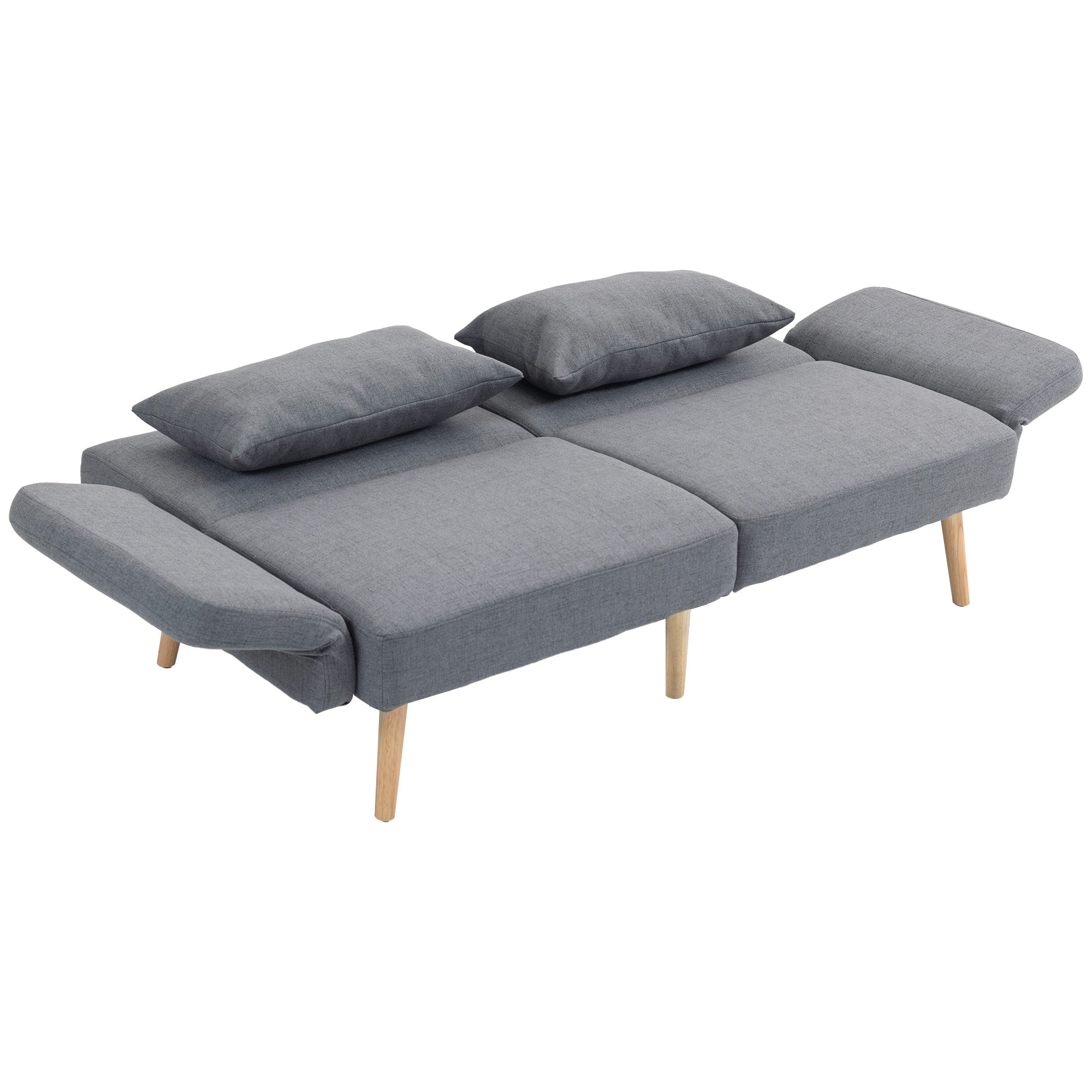 -personers Sovesofa Gæsteseng Med Dobbeltseng Op Til 240 Kg Foldbare Ryglæn Træstel 170 83 80 Cm Grå